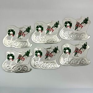 Vintage Wm. A. Rogers Ltd Japan Christmas Sleigh Coasters Set of 6